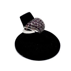 SLV Sterling Silver and Purple Amethyst Cocktail Ring Sadye L. Vassil Size 7